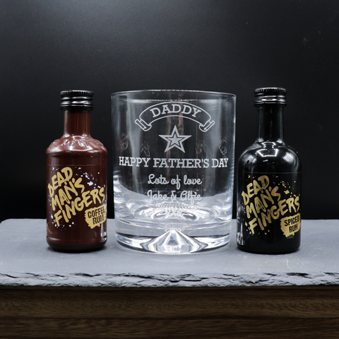 Personalised Glass Tumbler & Miniature Alcohol - Fathers Day Design