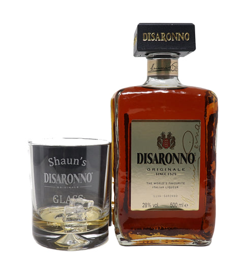 Personalised Glass Tumbler & 50cl Disaronno - Disaronno Design