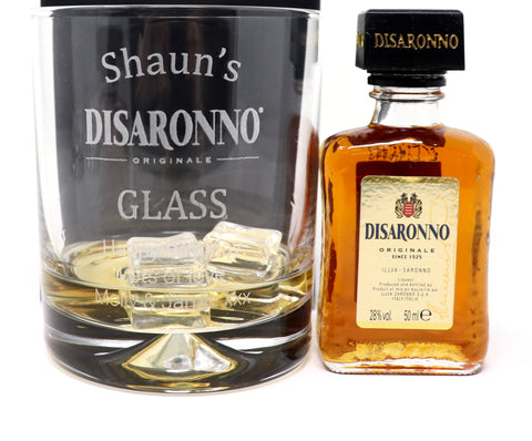 Personalised Glass Tumbler & Miniature - Disaronno Design