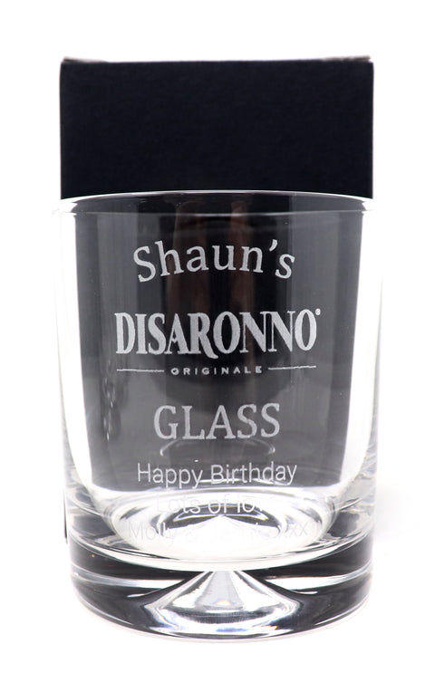 Personalised Pair of Glass Tumblers & 50cl Disaronno - Disaronno Design