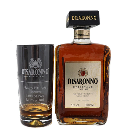 Personalised Highball Glass & Disaronno - Label Design