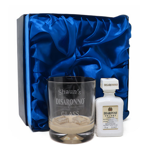 Personalised Glass Tumbler & Miniature - Disaronno Design
