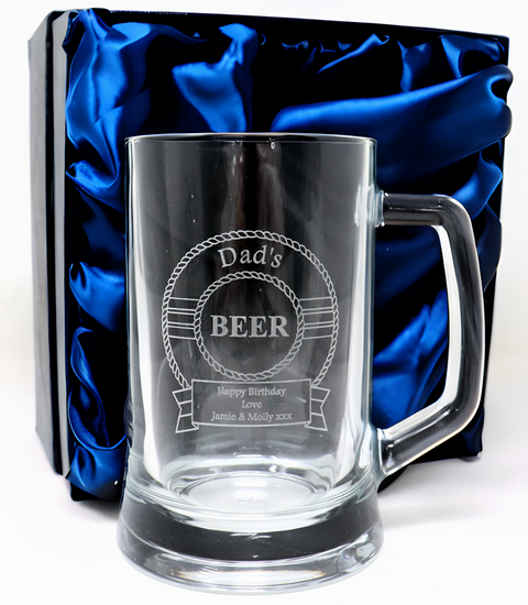 Personalised Pint Glass Tankard - Beer Design
