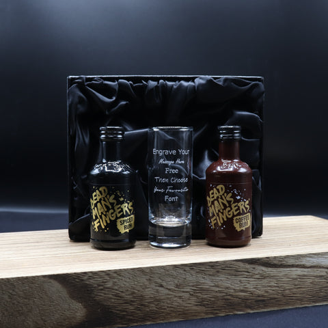 Personalised Tall Shot Glass & Rum Miniature Bottle Gift Set