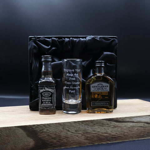 Personalised Tall Shot Glass & Jack Daniels Miniature