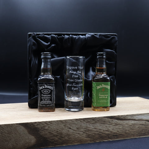 Personalised Tall Shot Glass & Jack Daniels Miniature