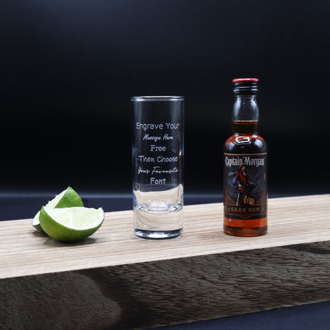 Personalised Tall Shot Glass & Rum Miniature Bottle Gift Set