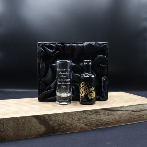 Personalised Tall Shot Glass & Rum Miniature Bottle Gift Set