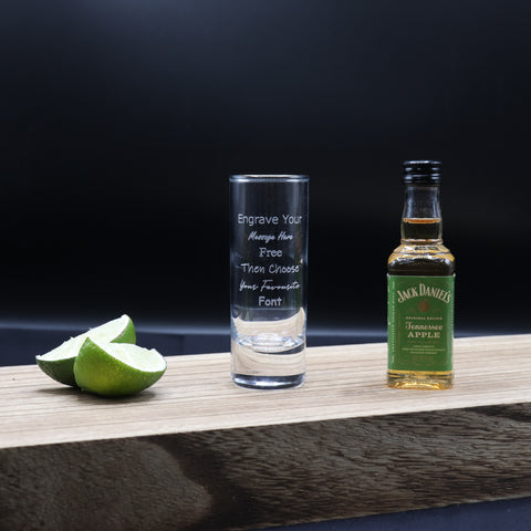 Personalised Tall Shot Glass & Jack Daniels Miniature