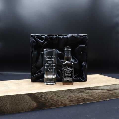 Personalised Tall Shot Glass & Jack Daniels Miniature