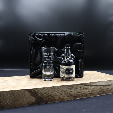 Personalised Tall Shot Glass & Rum Miniature Bottle Gift Set