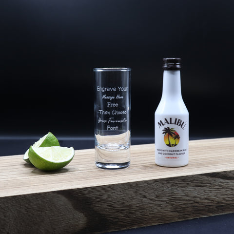 Personalised Tall Shot Glass & Rum Miniature Bottle Gift Set