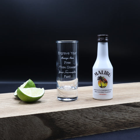 Personalised Tall Shot Glass & Rum Miniature