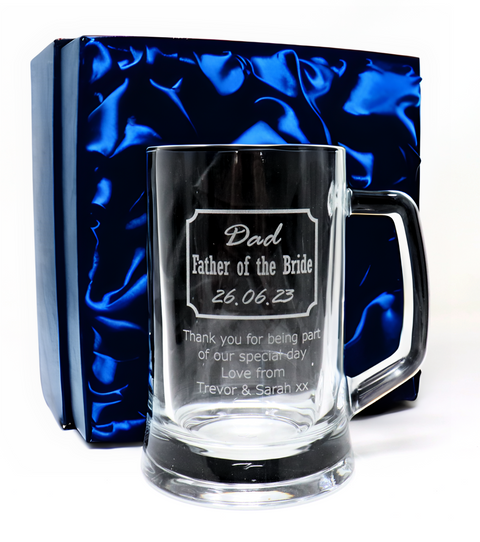 Personalised Pint Glass Tankard - Best Man/Father of the Bride Wedding Design