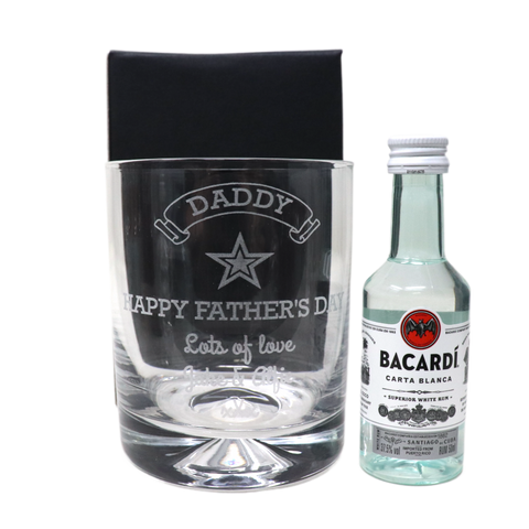 Personalised Glass Tumbler & Miniature Alcohol - Fathers Day Design