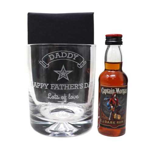 Personalised Glass Tumbler & Miniature Alcohol - Fathers Day Design