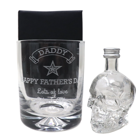 Personalised Glass Tumbler & Miniature Alcohol - Fathers Day Design
