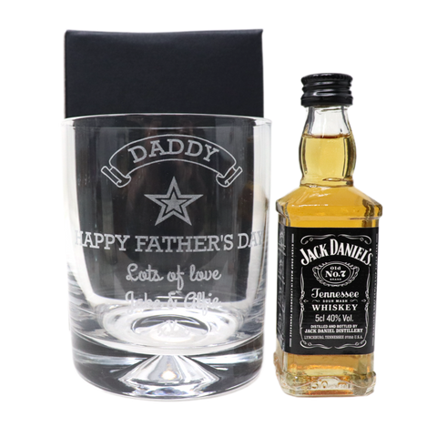 Personalised Glass Tumbler & Miniature Alcohol - Fathers Day Design