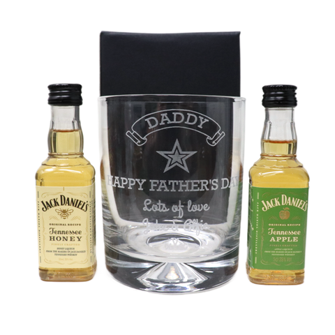 Personalised Glass Tumbler & Miniature Alcohol - Fathers Day Design