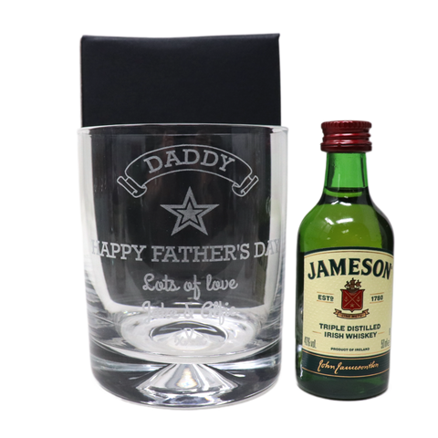 Personalised Glass Tumbler & Miniature Alcohol - Fathers Day Design