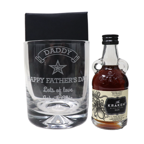 Personalised Glass Tumbler & Miniature Alcohol - Fathers Day Design