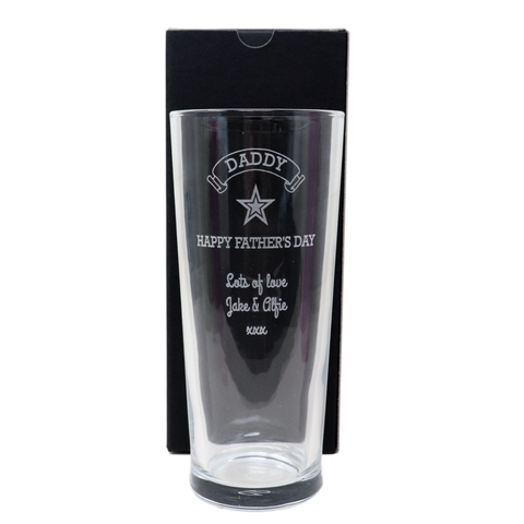 Personalised Engraved Pint Glass - Father's Day Design