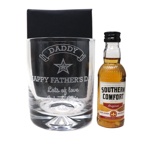 Personalised Glass Tumbler & Miniature Alcohol - Fathers Day Design