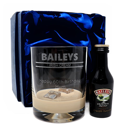 Personalised Glass Tumbler & Miniature - Baileys Banner Design