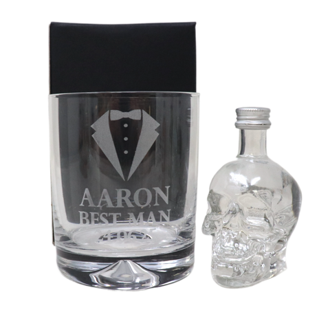 Personalised Best Man Wedding Glass Tumbler & Miniature Alcohol Gift Set
