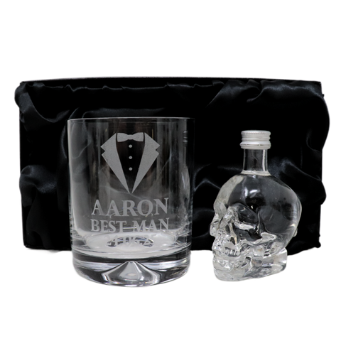 Personalised Best Man Wedding Glass Tumbler & Miniature Alcohol Gift Set