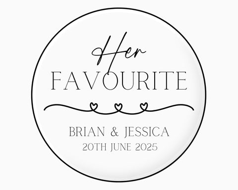 Personalised Wedding His/Her Favourite Design Glossy Adhesive Stickers (Sheet of 24)
