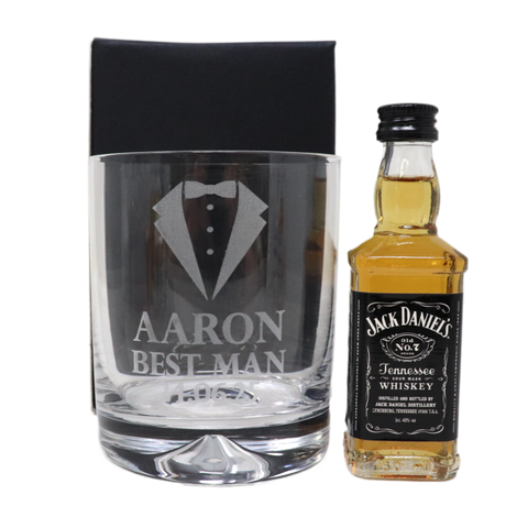 Personalised Best Man Wedding Glass Tumbler & Miniature Alcohol Gift Set
