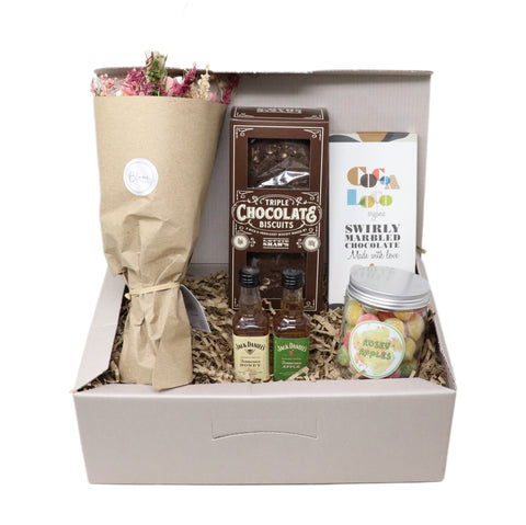 Jack Daniels, Flowers & Treats Hamper Gift Box