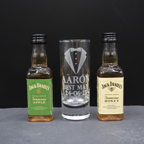 Personalised Best Man Wedding Shot Glass & Miniature Alcohol Gift Set