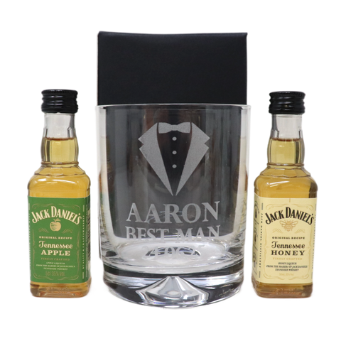Personalised Best Man Wedding Glass Tumbler & Miniature Alcohol Gift Set
