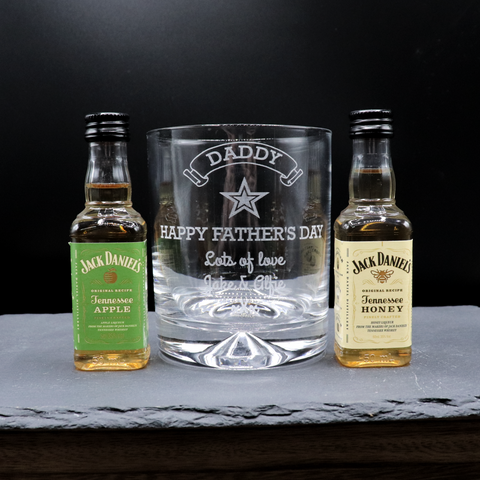 Personalised Glass Tumbler & Miniature Alcohol - Fathers Day Design