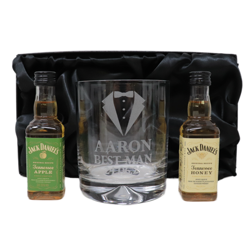 Personalised Best Man Wedding Glass Tumbler & Miniature Alcohol Gift Set