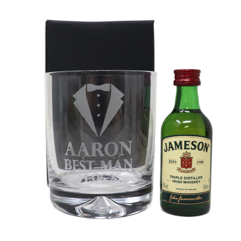 Personalised Best Man Wedding Glass Tumbler & Miniature Alcohol Gift Set