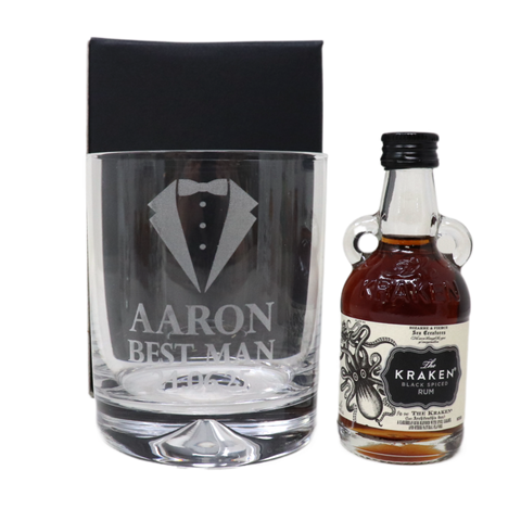 Personalised Best Man Wedding Glass Tumbler & Miniature Alcohol Gift Set