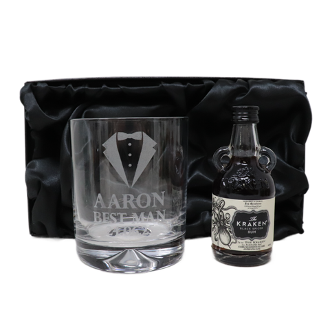 Personalised Best Man Wedding Glass Tumbler & Miniature Alcohol Gift Set