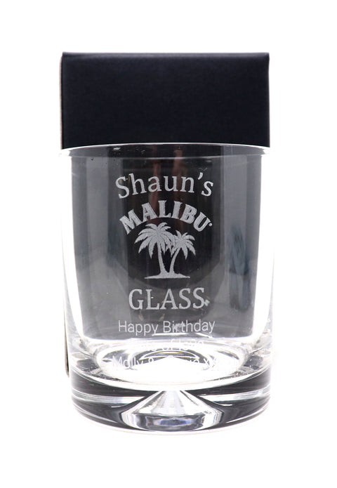 Personalised Glass Tumbler & Miniature - Malibu Design