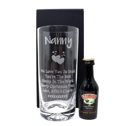 Personalised Nanny/Grandad Highball Glass & Miniature Alcohol Gift Set