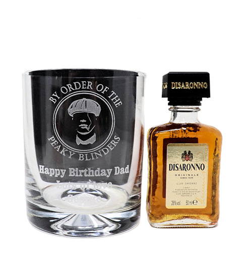 Personalised Glass Tumbler & Miniature - Peaky Blinders Design