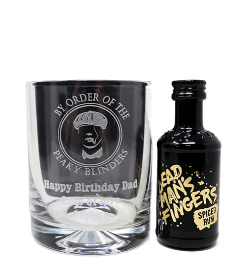 Personalised Glass Tumbler & Miniature - Peaky Blinders Design