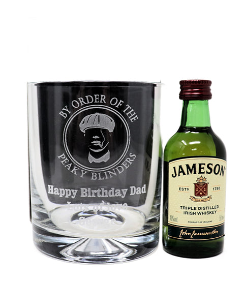 Personalised Glass Tumbler & Miniature - Peaky Blinders Design