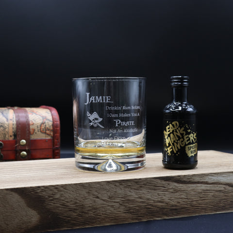 Personalised Glass Tumbler & Miniature - Pirate Rum Design