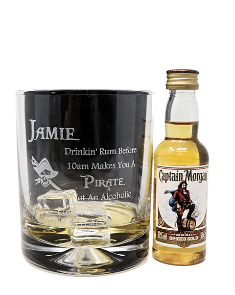 Personalised Pirate Rum Glass Tumbler & Miniature Rum Gift Set