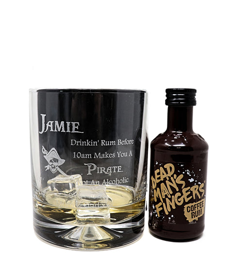 Personalised Pirate Rum Glass Tumbler & Miniature Rum Gift Set