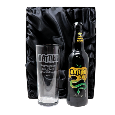 Personalised Pint Glass & Cider Gift Set - Rattler Cyder Design