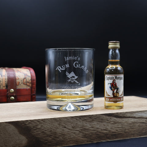 Personalised Glass Tumbler & Miniature - Rum Design